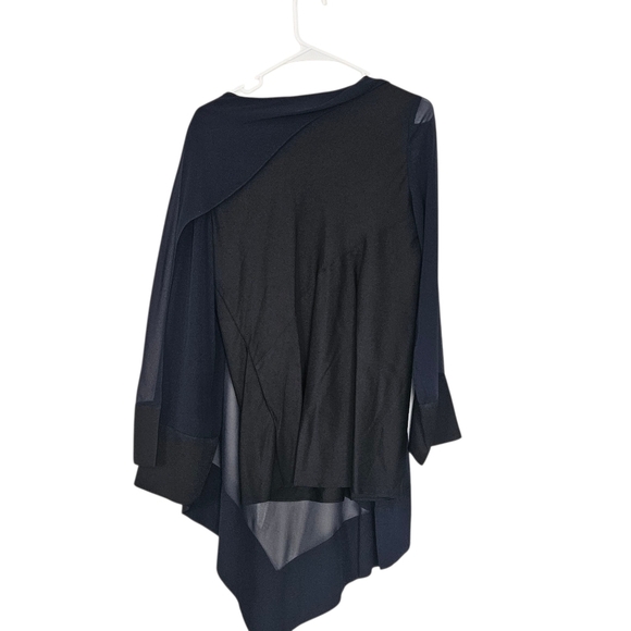 Donna Karan New York Blue Black Mother Of The Bride Draped Top Size S - Picture 2 of 10